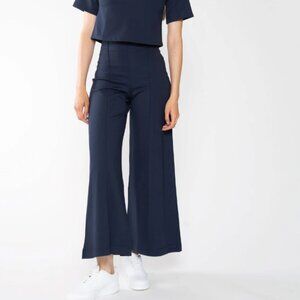 Ripley Rader Navy Ponte Knit Wide Leg Pant: Cropped